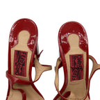 Women's Salvatore Ferragamo Mirrored Heel T Strap Sandals in Red Patent Leather