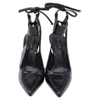 Women's Salvatore Ferragamo Ankle-Strap Pump with Transparent PVC Detail in Black Patent Leather
