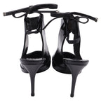 Women's Salvatore Ferragamo Ankle-Strap Pump with Transparent PVC Detail in Black Patent Leather