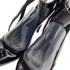 Women's Salvatore Ferragamo Ankle-Strap Pump with Transparent PVC Detail in Black Patent Leather