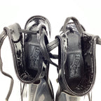 Women's Salvatore Ferragamo Ankle-Strap Pump with Transparent PVC Detail in Black Patent Leather