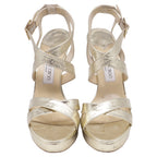 Women's Jimmy Choo Strappy Sandals in Gold Leather