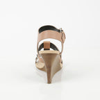 Women's Pink Leather Studded Strap Wedge Sandal Heel