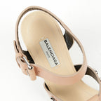 Women's Pink Leather Studded Strap Wedge Sandal Heel
