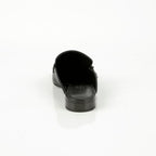 Women's Black Leather Groovy Mule Slippers