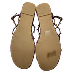 Women's Valentino Garavani 95mm Studded Wedge Sandals in Burgundy Leather