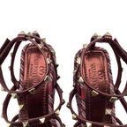 Women's Valentino Garavani 95mm Studded Wedge Sandals in Burgundy Leather