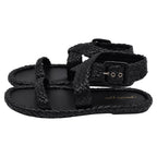 Women's Dior Woven Ocean Flat Thong Sandals in Black Raffia