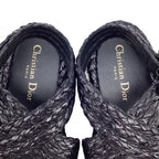 Women's Dior Woven Ocean Flat Thong Sandals in Black Raffia