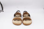 Women's Saint Laurent Shearling-Lined Slingback Strap Sandals in Brown Suede