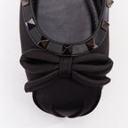 Women's Valentino Rockstud satin leather trim studded ballet flats