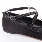 Women's Valentino Rockstud satin leather trim studded ballet flats