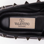 Women's Valentino Rockstud satin leather trim studded ballet flats