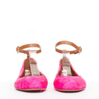 Women's Valentino feather leather ankle strap ballet flats