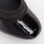 Women's Chanel patent leather silver CC logo mary jane ballet flats