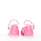 Women's Chanel crinkled leather ankle chain CC charm flats