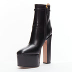 Women's Valentino Tango leather gold buckle platform boots