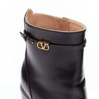 Women's Valentino Tango leather gold buckle platform boots