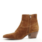 Women's Saint Laurent Wyatt tan brown suede almond toe boots