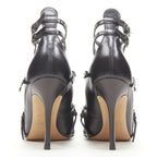 Women's Valentino leather silver grommet stud bondage harness pump