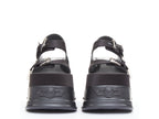 Women's Versace Black satin silk silver Medusa sandals