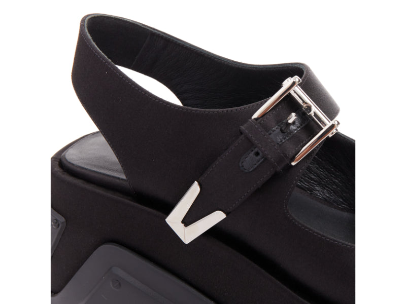 Women's Versace Black satin silk silver Medusa sandals