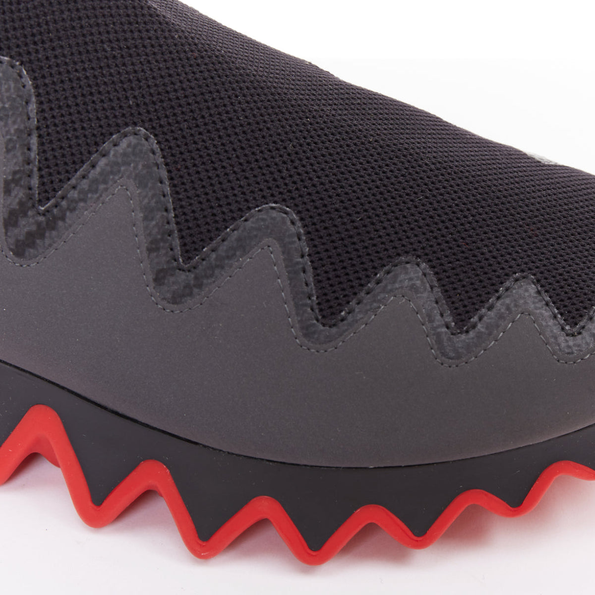 Men's Christian Louboutin black knit rubber sneakers