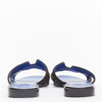 Women's Hermes Oran H logo beaded blue insole sandals
