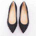 Women's Christian Louboutin Pigalle Spikes Flat flannel studded shoes