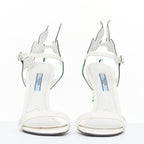 Women's Prada Flame Wedge white neon green patent Fire heel sandals
