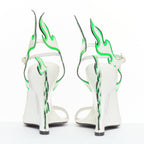 Women's Prada Flame Wedge white neon green patent Fire heel sandals