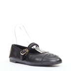 Women's Chanel black soft lambskin stitched CC cap toe flats