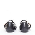 Women's Chanel black soft lambskin stitched CC cap toe flats