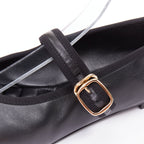 Women's Chanel black soft lambskin stitched CC cap toe flats