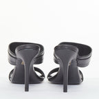 Women's Versace gold buckle black leather sandals