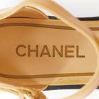 Women's Chanel beige lambskin interlocking CC chain black flats
