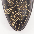 Women's Chloe Susanna black leather gold floral studded triple buckle boots