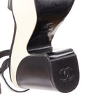 Women's Chanel bicolor calfskin silver CC wedge heels