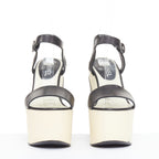 Women's Chanel bicolor calfskin silver CC wedge heels