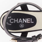 Women's Chanel bicolor calfskin silver CC wedge heels