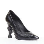 Women's Chanel Sculpted Sailor Knot black leather CC cap toe pumps