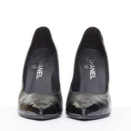 Women's Chanel Sculpted Sailor Knot black leather CC cap toe pumps