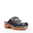 Women's Fendi Hypnoteyes Monster Bag Bug stud brown wooden clog mules