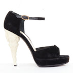 Women's Chanel Corinthian Column architectural heel velvet platform sandals