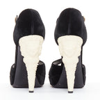 Women's Chanel Corinthian Column architectural heel velvet platform sandals