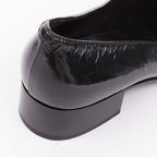 Women's Chanel black textured calfskin gold CC chain link moccasin