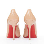 Women's Christian Louboutin Pigalle nude patent leather point toe pumps