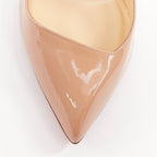 Women's Christian Louboutin Pigalle nude patent leather point toe pumps