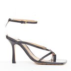 Women's Bottega Veneta Stretch black leather thong ankle strap sandals