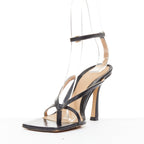 Women's Bottega Veneta Stretch black leather thong ankle strap sandals